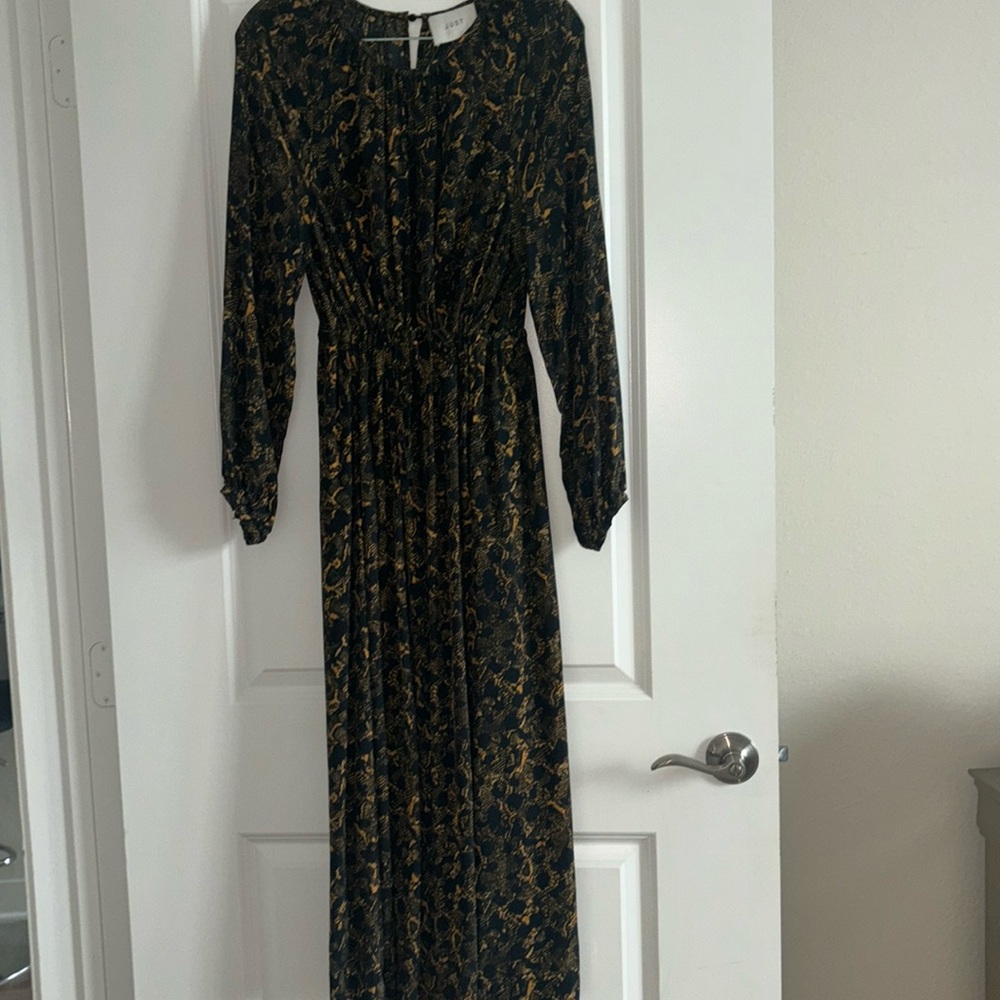 JUST Female Women’s XS Mie Maxi Dress - Black/Gold Snakeskin Print